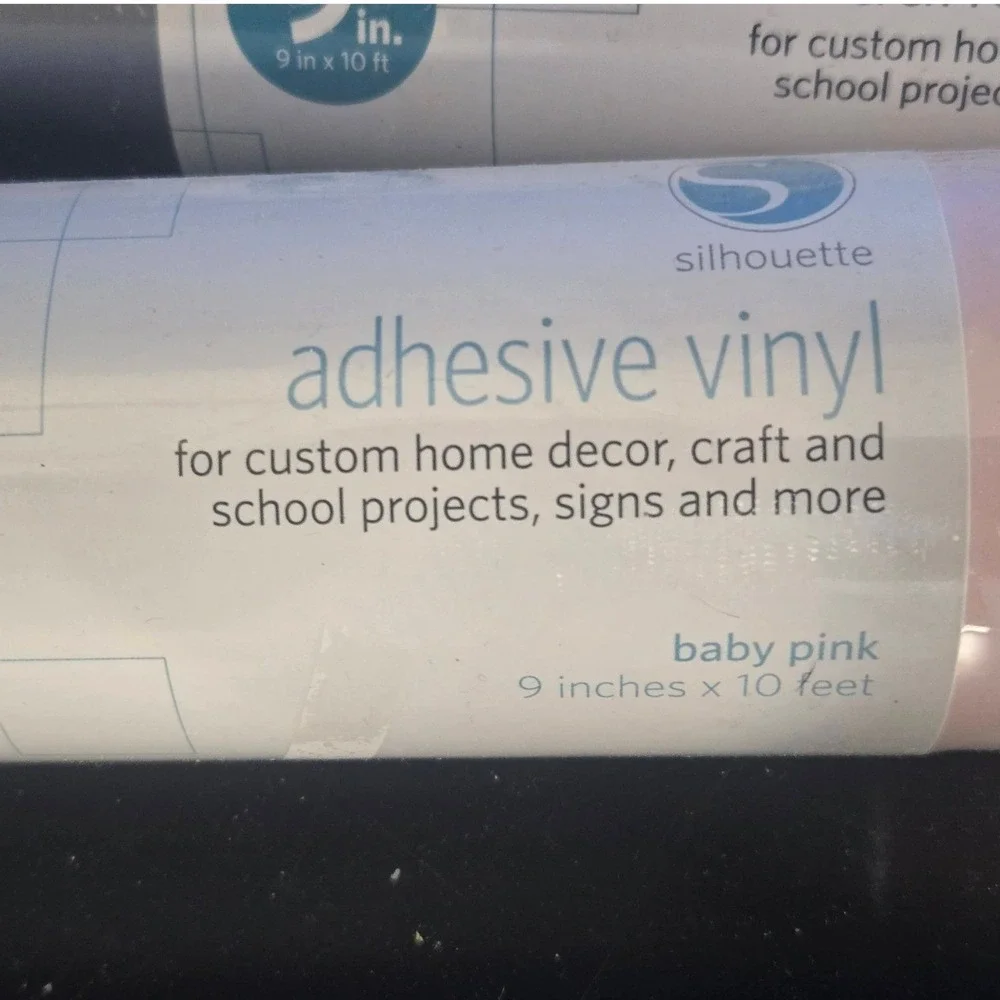 Silhouette Adhesive Vinyl 2 Rolls 9in x 10ft Baby Pink‎ Silver New Craft Supply